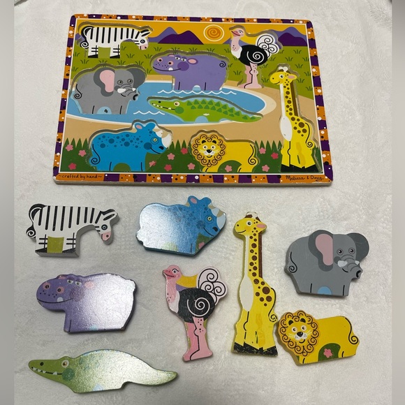 Melissa & Doug Safari Wooden Chunky Puzzle (8 pcs) - Picture 2 of 3